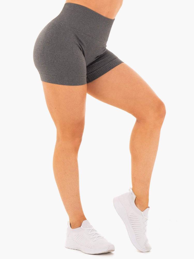 Szorty Damskie Ryderwear Women Shorts Rib Seamless Szare | PL2131WY