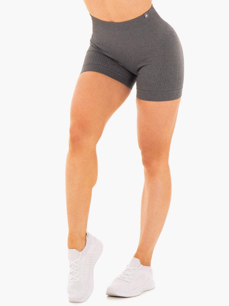 Szorty Damskie Ryderwear Women Shorts Rib Seamless Szare | PL2131WY