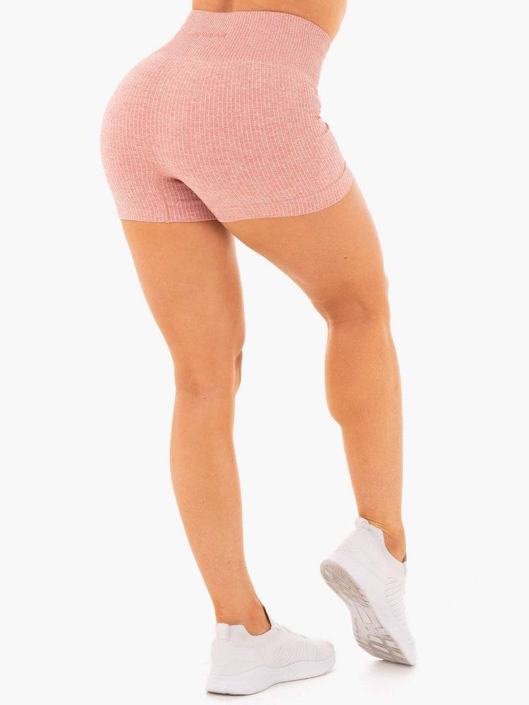 Szorty Damskie Ryderwear Women Shorts Rib Seamless Różowe | PL2187YU