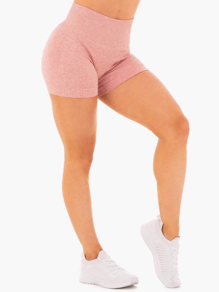 Szorty Damskie Ryderwear Women Shorts Rib Seamless Różowe | PL2187YU