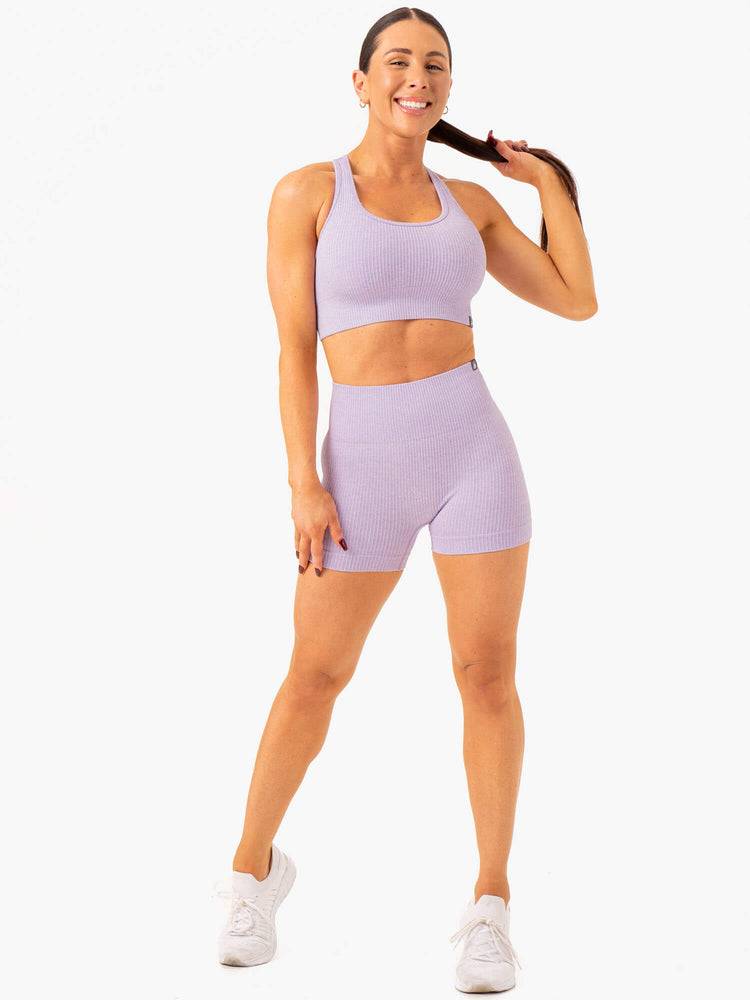 Szorty Damskie Ryderwear Women Shorts Rib Seamless Lawenda | PL2190OR