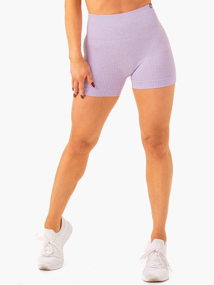 Szorty Damskie Ryderwear Women Shorts Rib Seamless Lawenda | PL2190OR