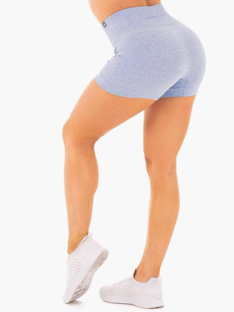 Szorty Damskie Ryderwear Women Shorts Rib Seamless Niebieskie | PL2204VD