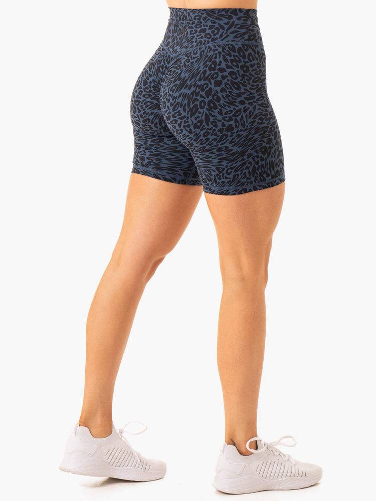 Szorty Damskie Ryderwear Women Shorts Rotation High Waisted Scrunch Granatowe Panterka | PL2135YU