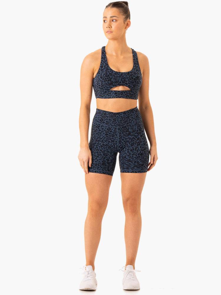 Szorty Damskie Ryderwear Women Shorts Rotation High Waisted Scrunch Granatowe Panterka | PL2135YU