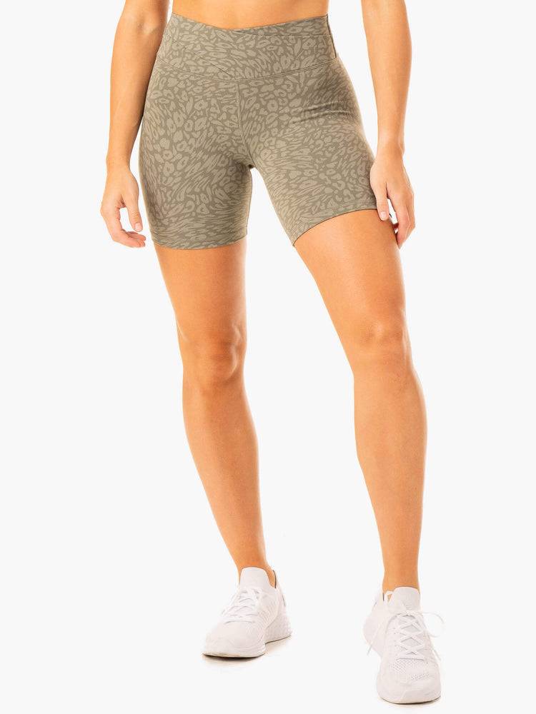 Szorty Damskie Ryderwear Women Shorts Rotation High Waisted Scrunch Khaki Panterka | PL2170GL