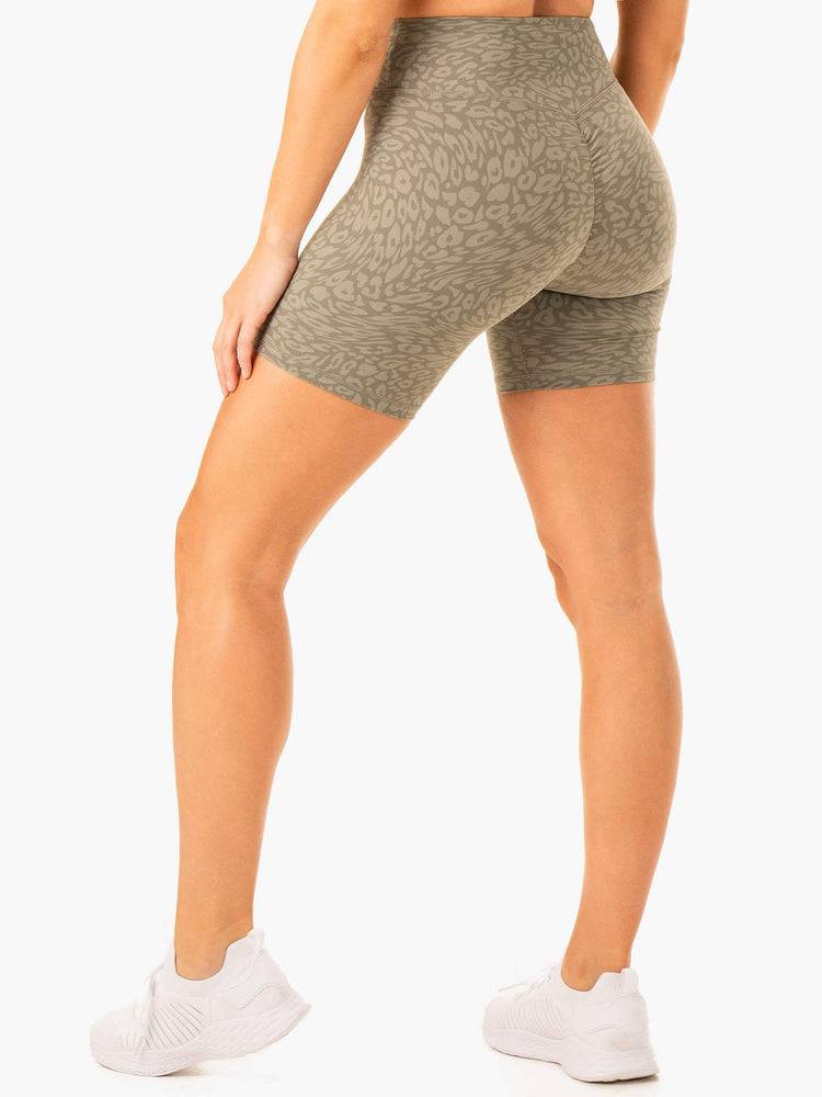 Szorty Damskie Ryderwear Women Shorts Rotation High Waisted Scrunch Khaki Panterka | PL2170GL