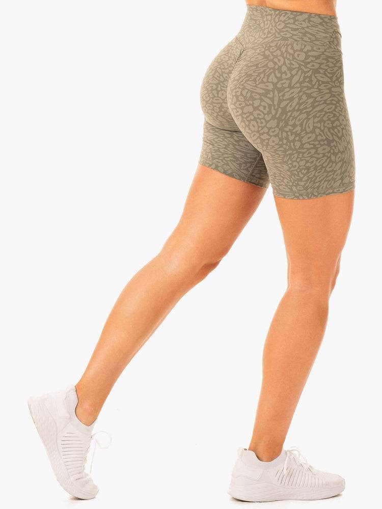 Szorty Damskie Ryderwear Women Shorts Rotation High Waisted Scrunch Khaki Panterka | PL2170GL