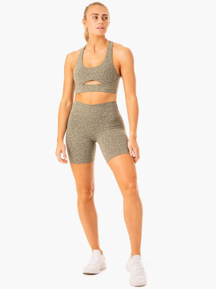 Szorty Damskie Ryderwear Women Shorts Rotation High Waisted Scrunch Khaki Panterka | PL2170GL