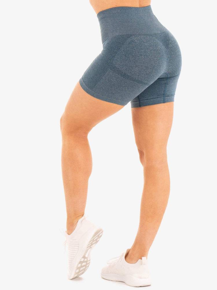 Szorty Damskie Ryderwear Women Shorts Seamless Staples Turkusowe | PL2111IS