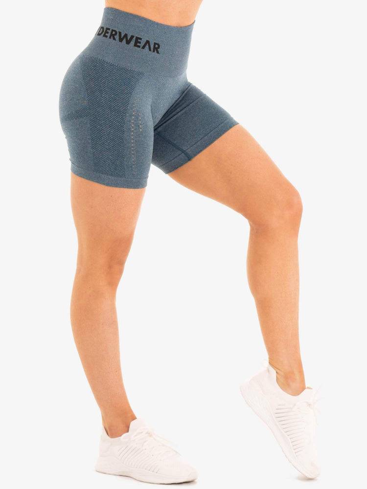 Szorty Damskie Ryderwear Women Shorts Seamless Staples Turkusowe | PL2111IS