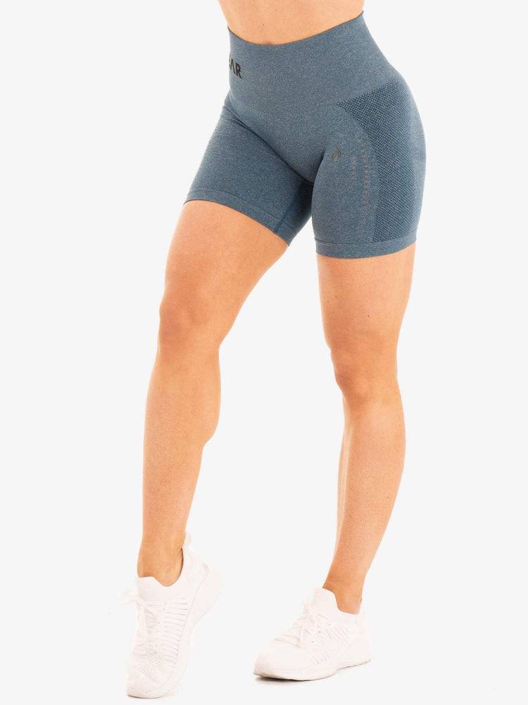 Szorty Damskie Ryderwear Women Shorts Seamless Staples Turkusowe | PL2111IS