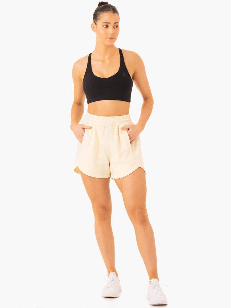 Szorty Damskie Ryderwear Women Shorts Sideline Track Beżowe | PL2052QZ