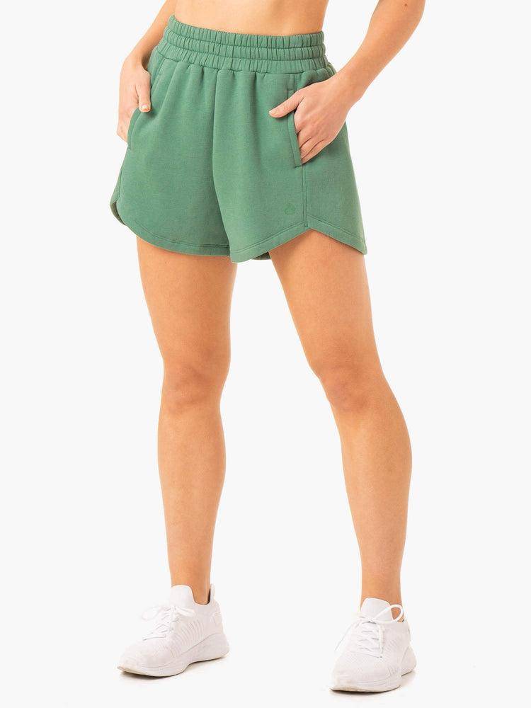 Szorty Damskie Ryderwear Women Shorts Sideline Track Zielone | PL2084UT