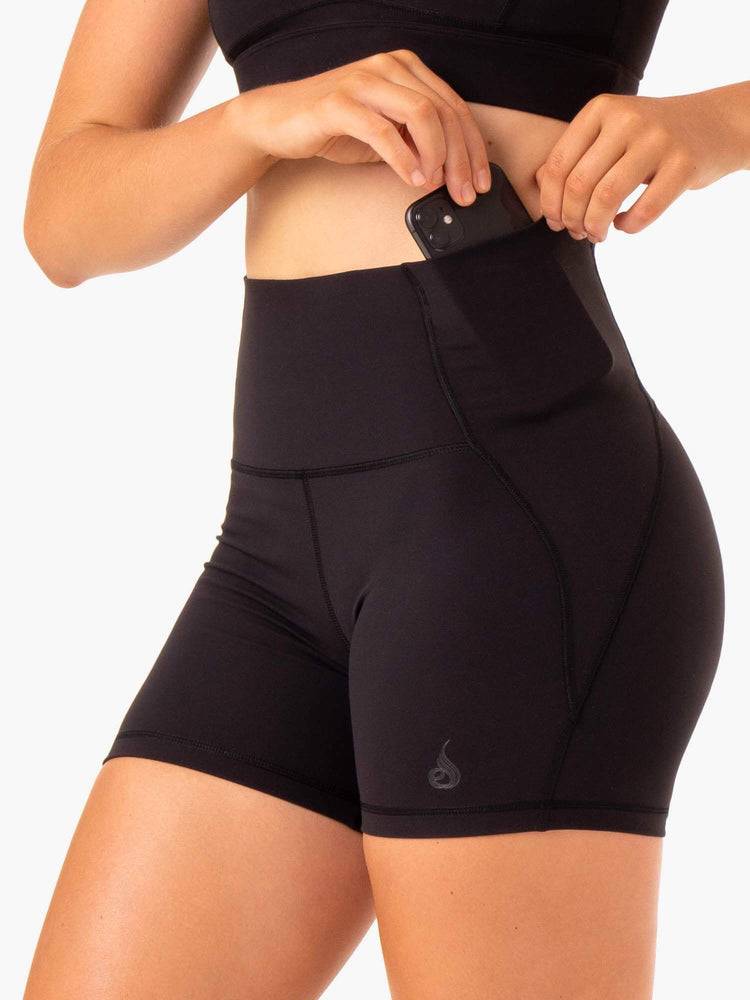 Szorty Damskie Ryderwear Women Shorts Sola High Waisted Czarne | PL2149ZG