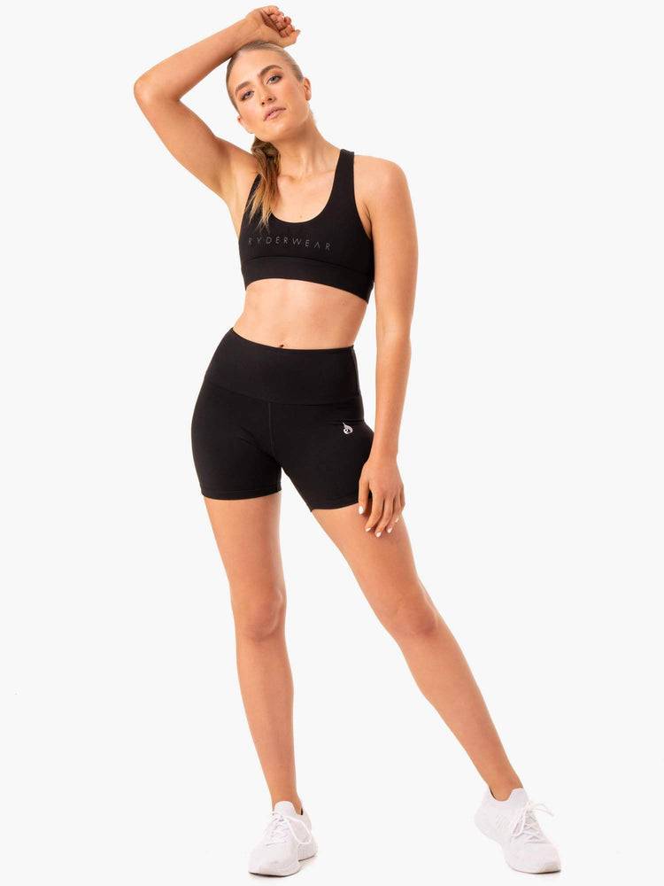 Szorty Damskie Ryderwear Women Shorts Staples Scrunch Bum Mid Length Czarne | PL1951RW