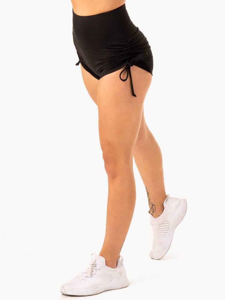 Szorty Damskie Ryderwear Women Shorts Staples Scrunch Bum Tie Up Czarne | PL1965KI