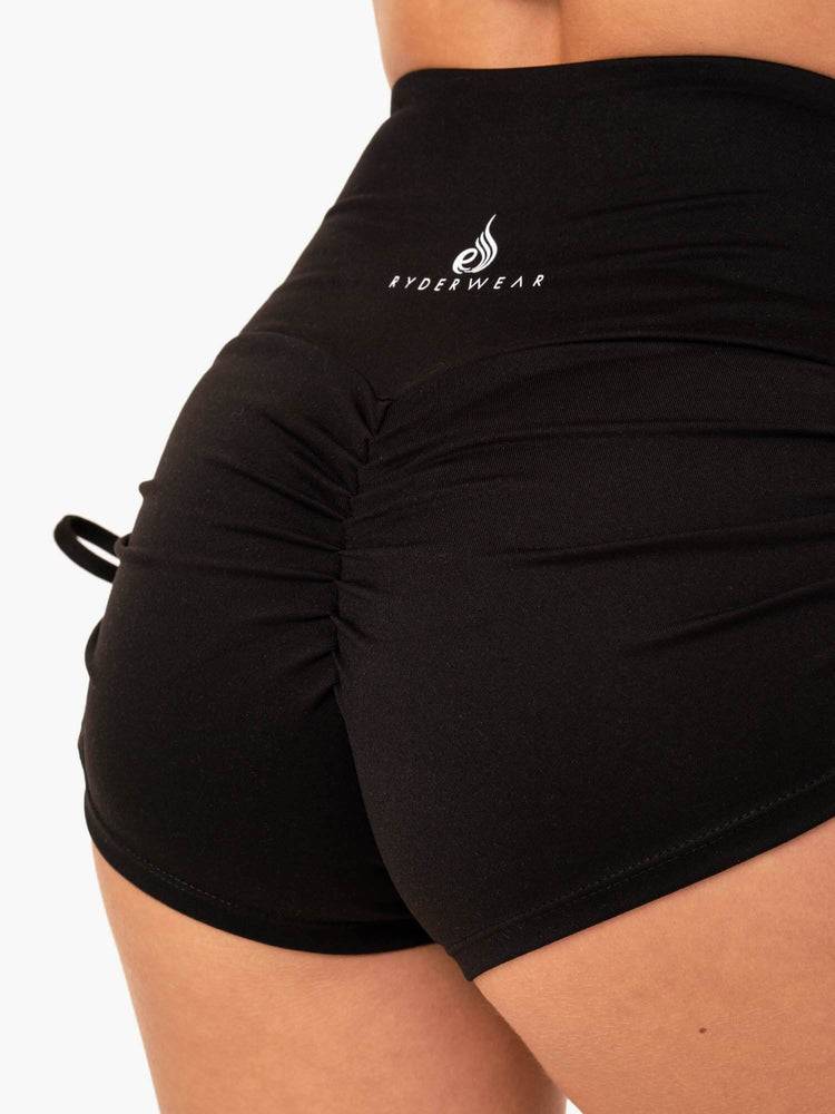 Szorty Damskie Ryderwear Women Shorts Staples Scrunch Bum Tie Up Czarne | PL1965KI