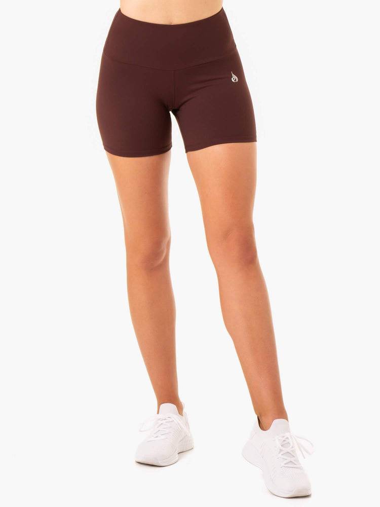 Szorty Damskie Ryderwear Women Shorts Staples Scrunch Bum Mid Length Czekolada | PL1981IS