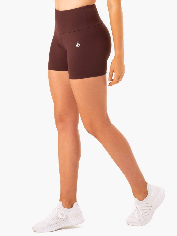 Szorty Damskie Ryderwear Women Shorts Staples Scrunch Bum Mid Length Czekolada | PL1981IS