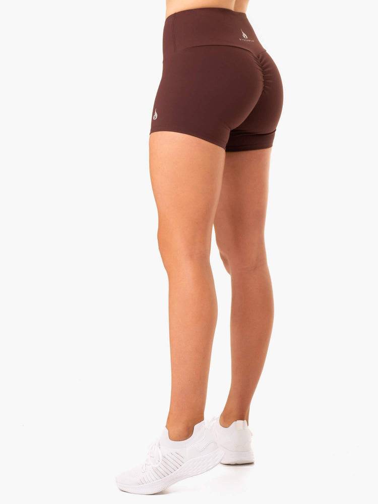 Szorty Damskie Ryderwear Women Shorts Staples Scrunch Bum Booty Czekolada | PL1989HK