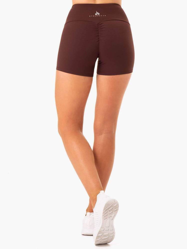 Szorty Damskie Ryderwear Women Shorts Staples Scrunch Bum Booty Czekolada | PL1989HK