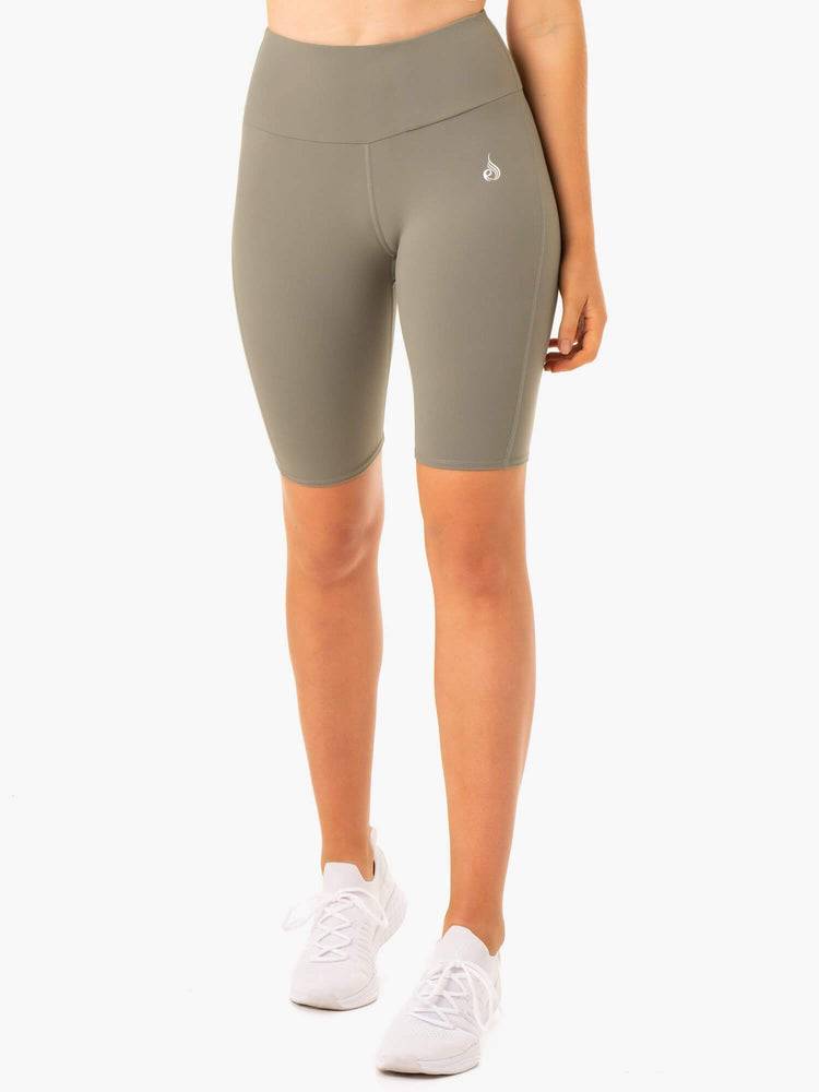 Szorty Damskie Ryderwear Women Shorts Staples Scrunch Bum Bike Khaki | PL2000QZ