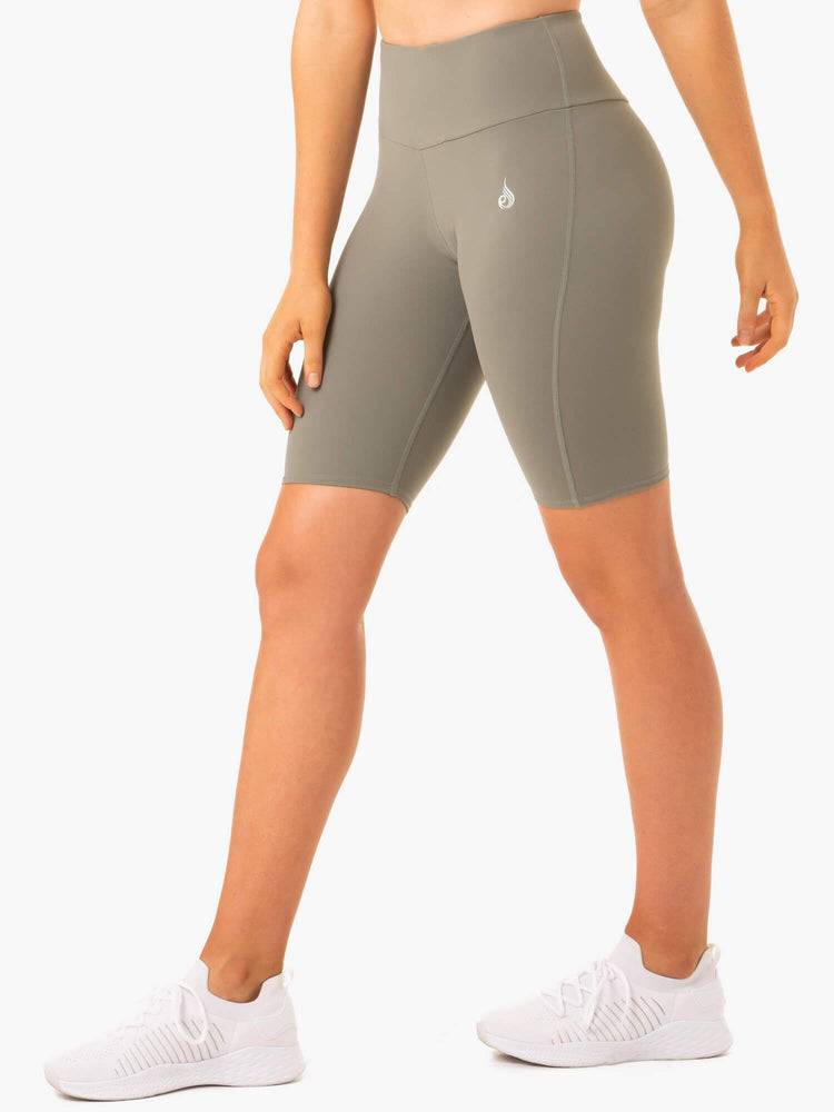 Szorty Damskie Ryderwear Women Shorts Staples Scrunch Bum Bike Khaki | PL2000QZ