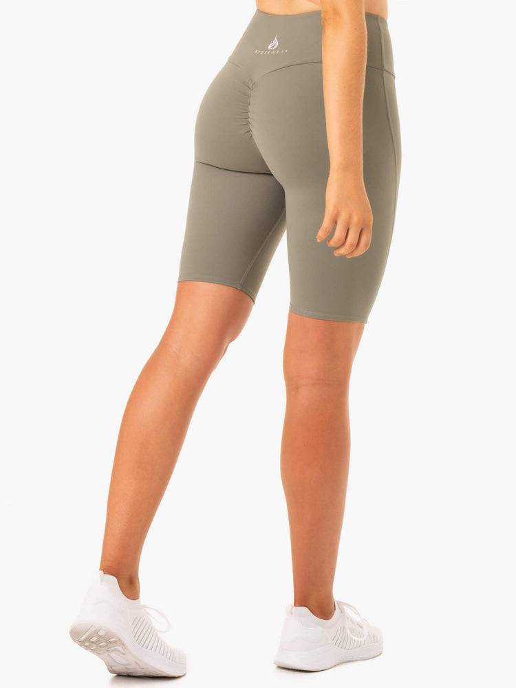 Szorty Damskie Ryderwear Women Shorts Staples Scrunch Bum Bike Khaki | PL2000QZ