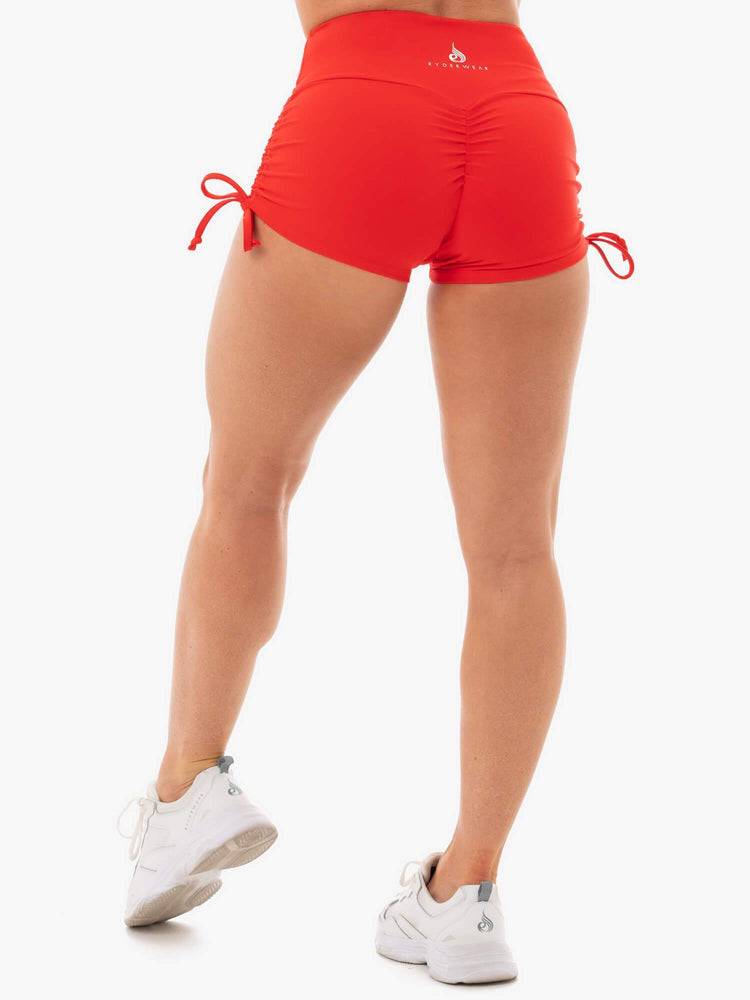 Szorty Damskie Ryderwear Women Shorts Staples Scrunch Bum Tie Up Czerwone | PL2119HK