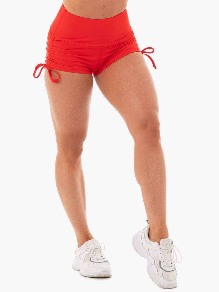 Szorty Damskie Ryderwear Women Shorts Staples Scrunch Bum Tie Up Czerwone | PL2119HK