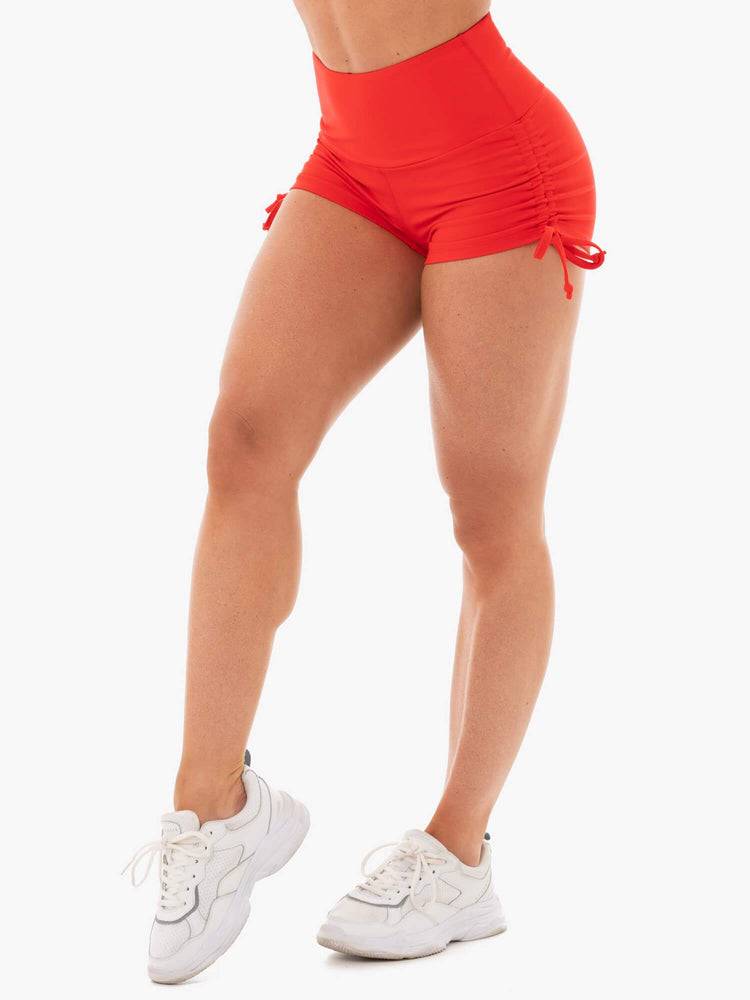 Szorty Damskie Ryderwear Women Shorts Staples Scrunch Bum Tie Up Czerwone | PL2119HK