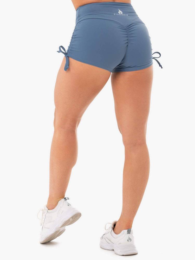 Szorty Damskie Ryderwear Women Shorts Staples Scrunch Bum Tie Up Szare Niebieskie | PL2129MA