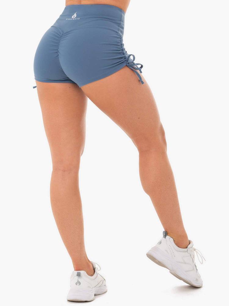 Szorty Damskie Ryderwear Women Shorts Staples Scrunch Bum Tie Up Szare Niebieskie | PL2129MA