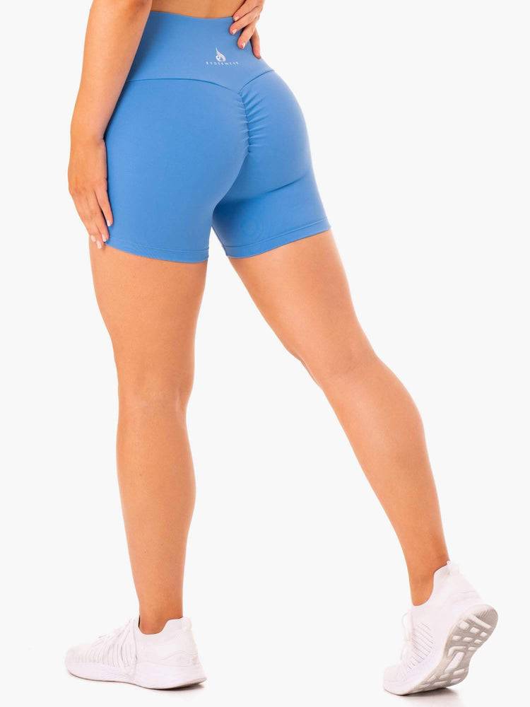 Szorty Damskie Ryderwear Women Shorts Staples Scrunch Bum Mid Length Niebieskie | PL2163IS