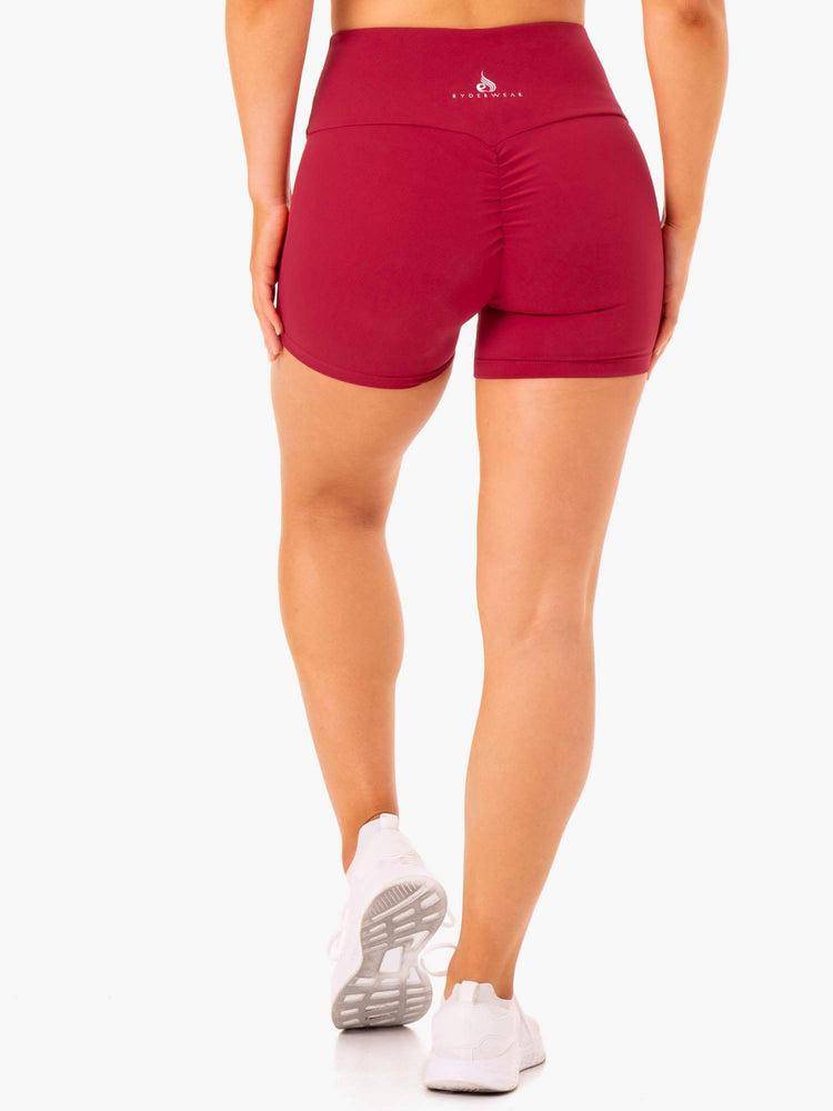 Szorty Damskie Ryderwear Women Shorts Staples Scrunch Bum Mid Length Bordowe Czerwone | PL2164OR