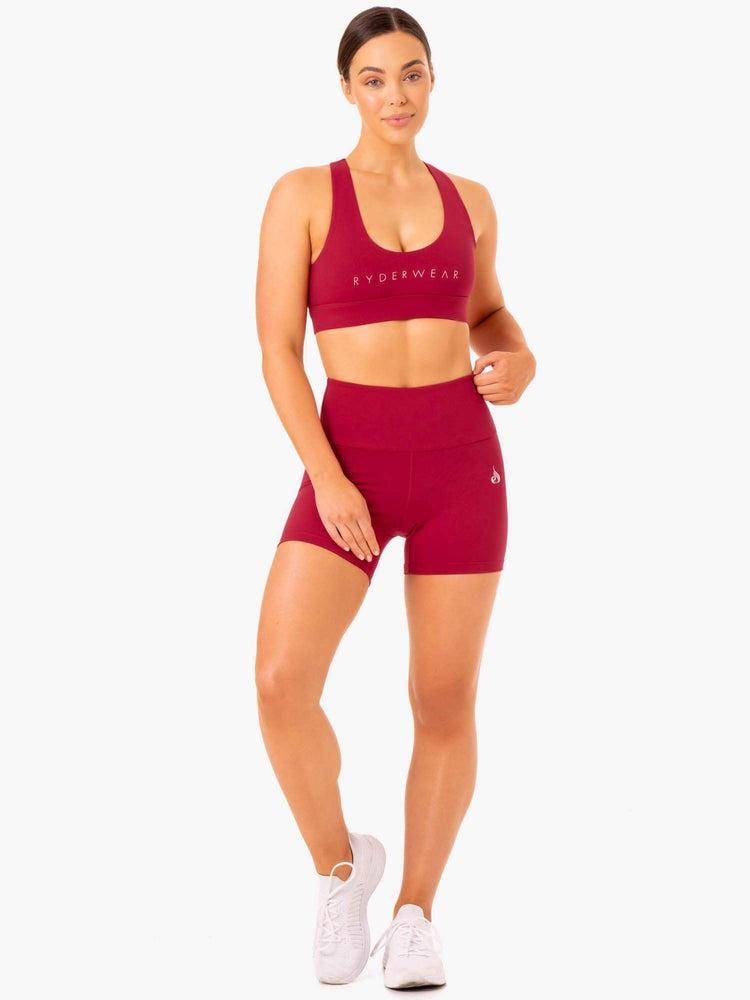 Szorty Damskie Ryderwear Women Shorts Staples Scrunch Bum Mid Length Bordowe Czerwone | PL2164OR