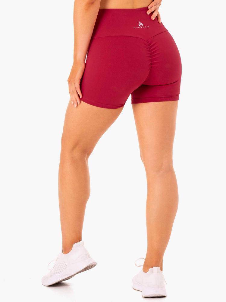 Szorty Damskie Ryderwear Women Shorts Staples Scrunch Bum Mid Length Bordowe Czerwone | PL2164OR