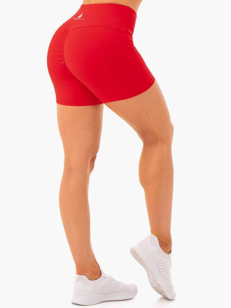 Szorty Damskie Ryderwear Women Shorts Staples Scrunch Bum Mid Length Czerwone | PL2173KI