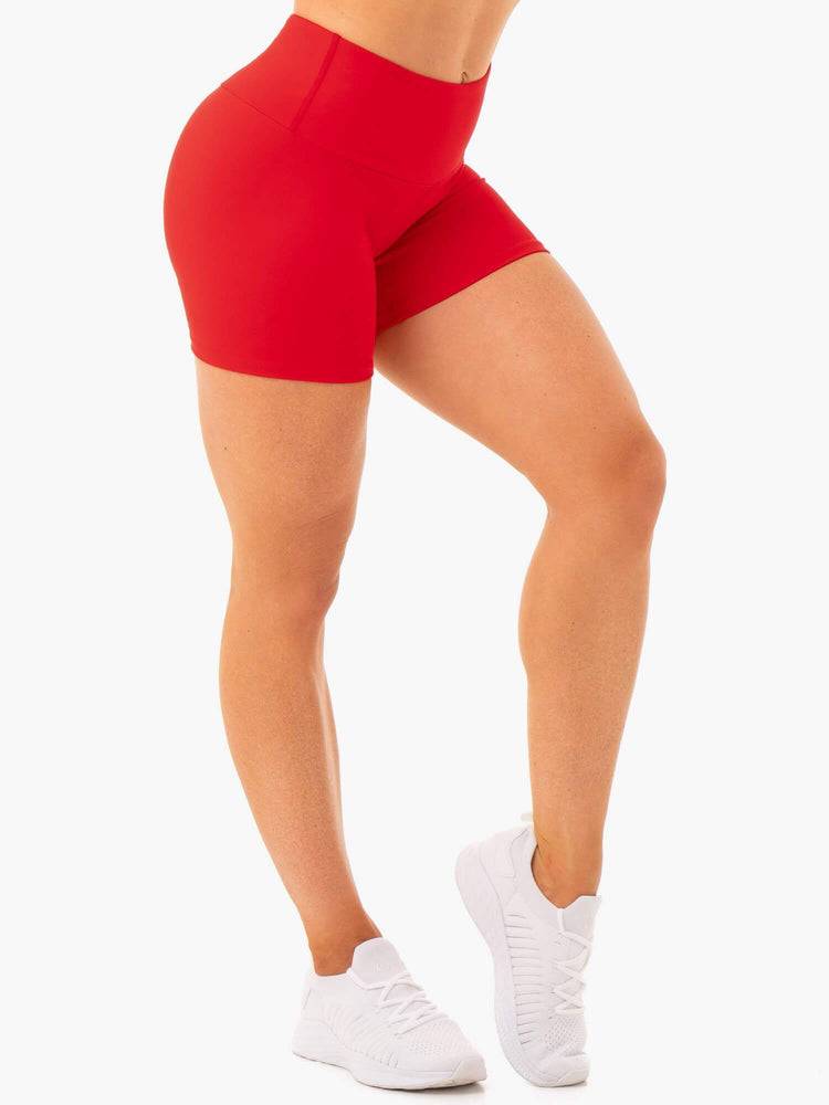 Szorty Damskie Ryderwear Women Shorts Staples Scrunch Bum Mid Length Czerwone | PL2173KI