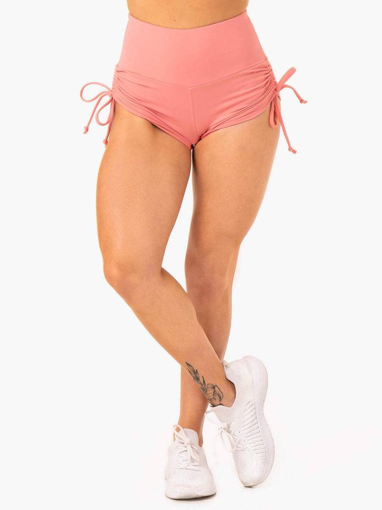 Szorty Damskie Ryderwear Women Shorts Staples Scrunch Bum Tie Up Różowe Różowe | PL2183WY