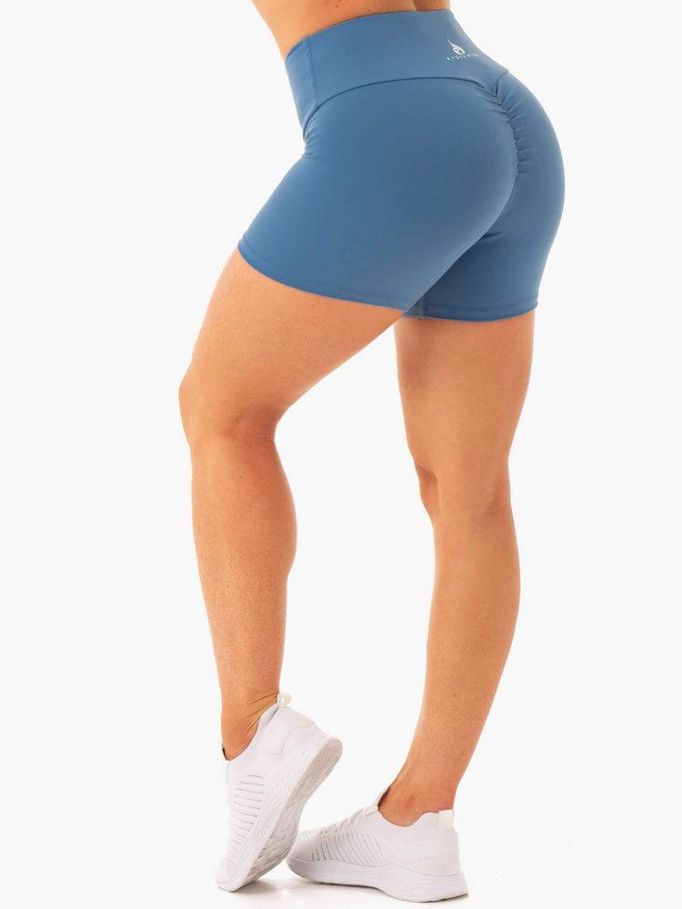 Szorty Damskie Ryderwear Women Shorts Staples Scrunch Bum Mid Length Szare Niebieskie | PL2206NB