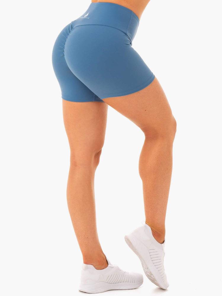 Szorty Damskie Ryderwear Women Shorts Staples Scrunch Bum Mid Length Szare Niebieskie | PL2206NB