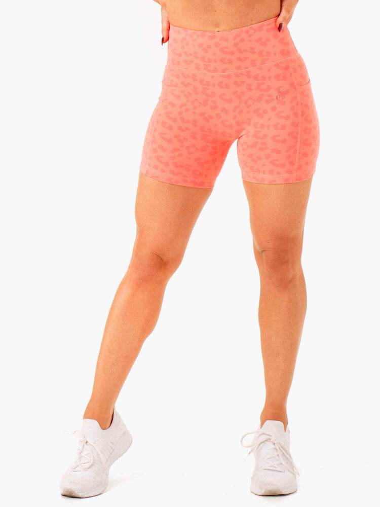 Szorty Damskie Ryderwear Women Shorts Ultra High Waisted Mid Length Koralowe Panterka | PL1992LH