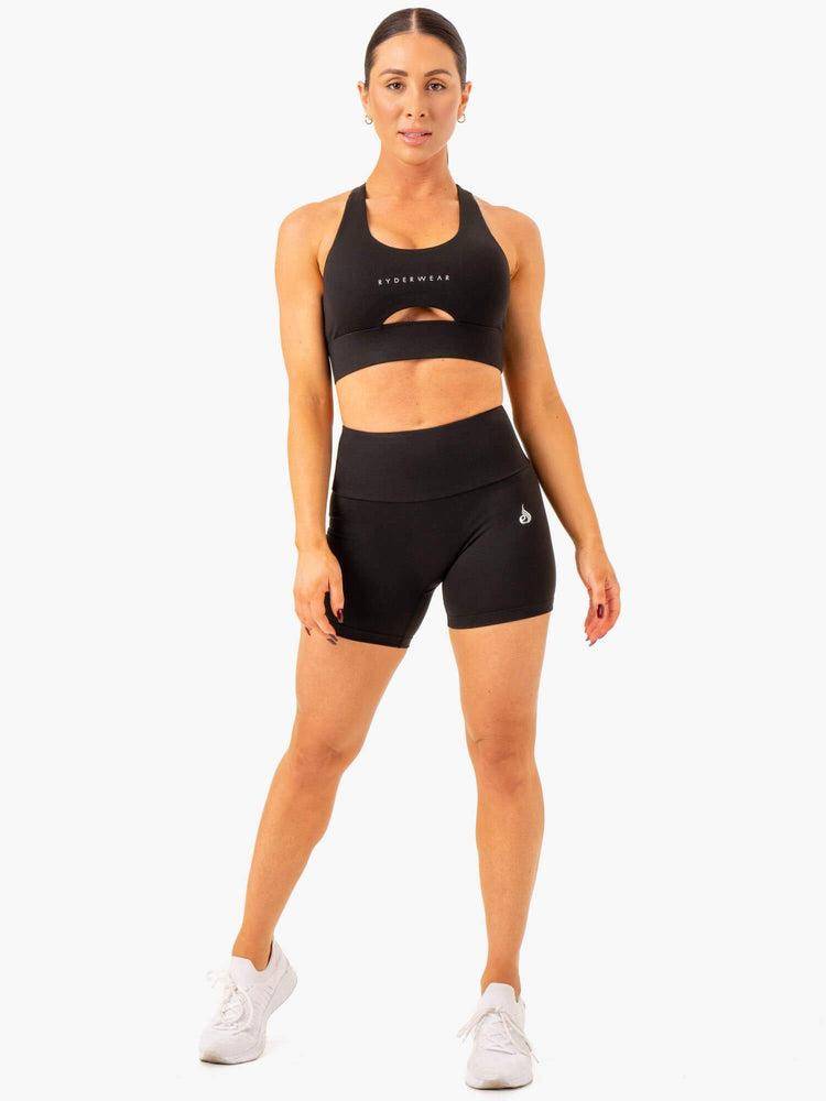 Szorty Damskie Ryderwear Women Shorts Vital Mid Length Scrunch Czarne | PL1977RW