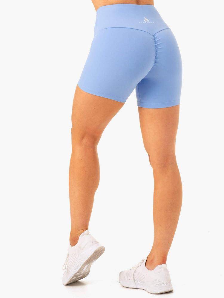 Szorty Damskie Ryderwear Women Shorts Vital Mid Length Scrunch Niebieskie | PL2015HK