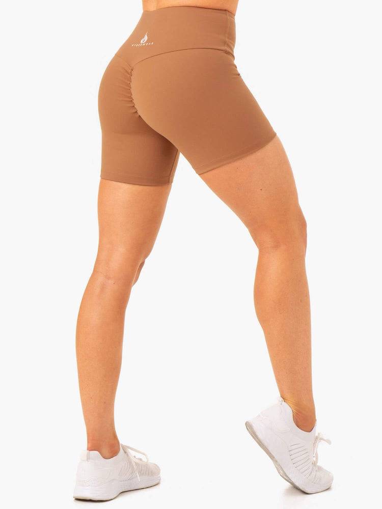 Szorty Damskie Ryderwear Women Shorts Vital Mid Length Scrunch Beżowe | PL2041HK