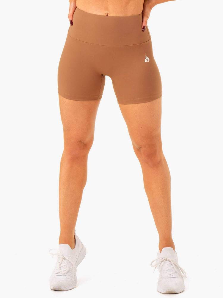 Szorty Damskie Ryderwear Women Shorts Vital Mid Length Scrunch Beżowe | PL2041HK