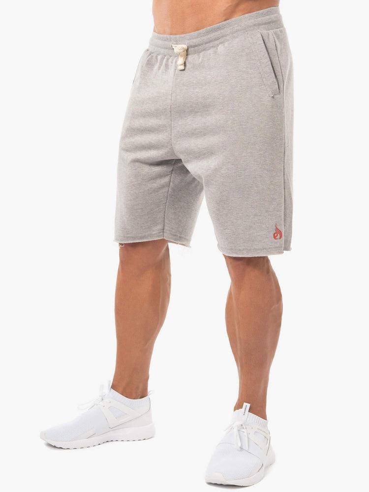 Szorty Męskie Ryderwear Men Shorts Block Fleece Track Szare Czerwone | PL2799MA