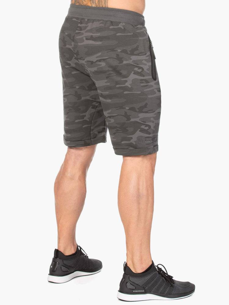 Szorty Męskie Ryderwear Men Shorts Camo Fleece Track Czarne Camo | PL2797WY